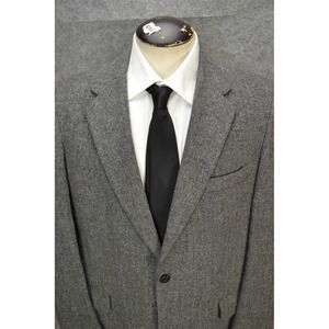 VTG Lanvin Blazer Mens 42 Gray Herringbone Scotland‎ Camel Hair 90s Sport Coat